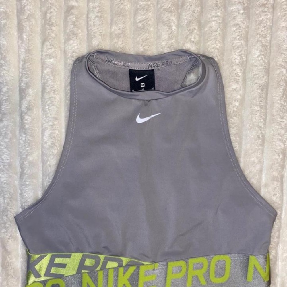 Nike Pro Gray and Neon Sports Bra